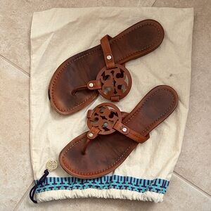 Tory Burch Brown Leather Miller Sandals